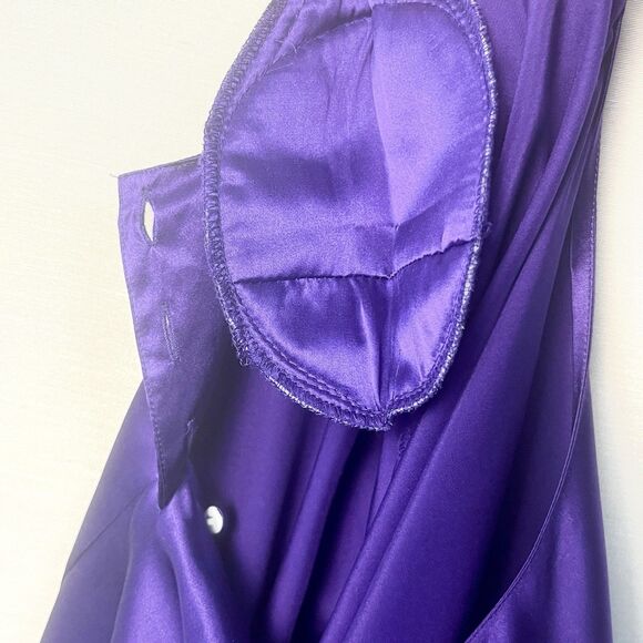 VTG The Limited y2k Purple Silk High Neck Button Back Blouse Long Sleeve Medium - Picture 5 of 8